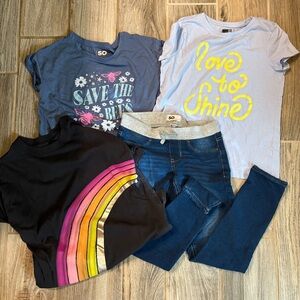 SO Kids Short Sleeve Tees and Jeans Set - Blue, Black, Gray